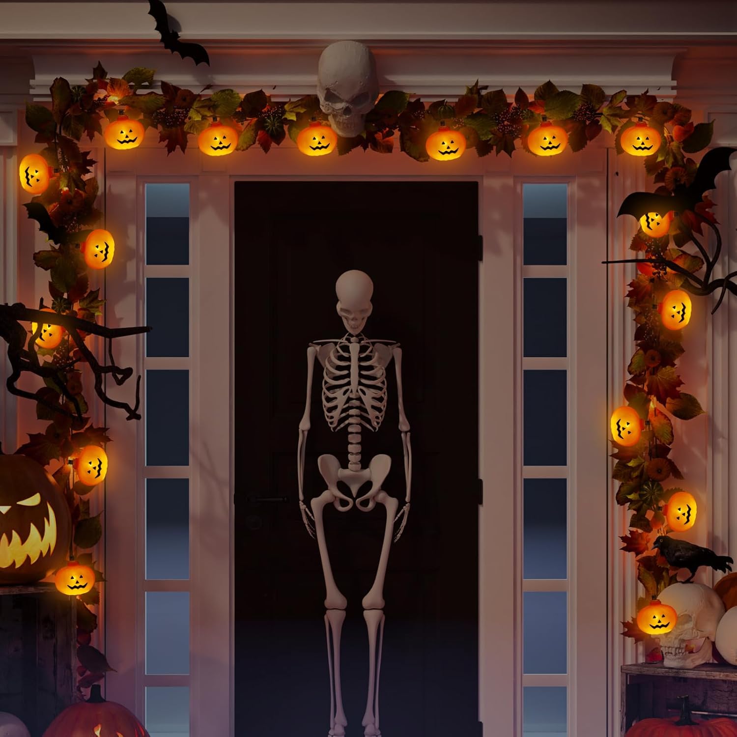 Halloween Pumpkin String Lights 9.8Ft 20 LED Battery Powered Indoor Outdoor Decor