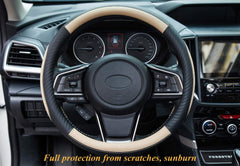 Universal Soft Microfiber Leather Steering Wheel Cover – Anti-Slip, Breathable, Beige