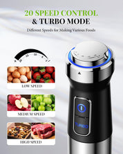 Hand Blender 1200W – 6-in-1 Stick Blender with Whisk, Chopper & Beaker