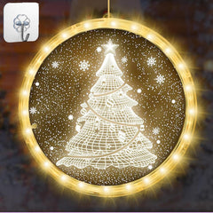 Christmas Window Light – 3D Hanging Battery-Powered Lights, 0.7Ft, for Indoor/Outdoor Christmas Decorations