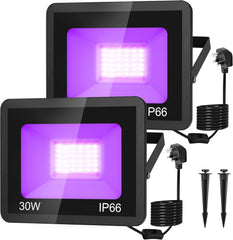 30W LED Black Light, LED Floodlight 395nm Outdoor IP66 Waterproof Stage Light Decoration Lighting for Fluorescent Party, Disco,Halloween,Bar,Christmas,Aquarium(1 Pack)