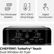 5.6L Dual Air Fryer Oven – Double Drawer, Sync Finish, Hi-Fry, Auto Shutoff, Easy View Windows & Dishwasher Safe Baskets