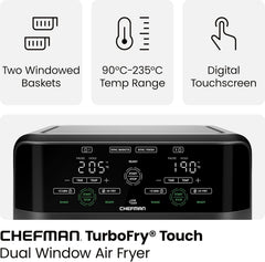 5.6L Dual Air Fryer Oven – Double Drawer, Sync Finish, Hi-Fry, Auto Shutoff, Easy View Windows & Dishwasher Safe Baskets