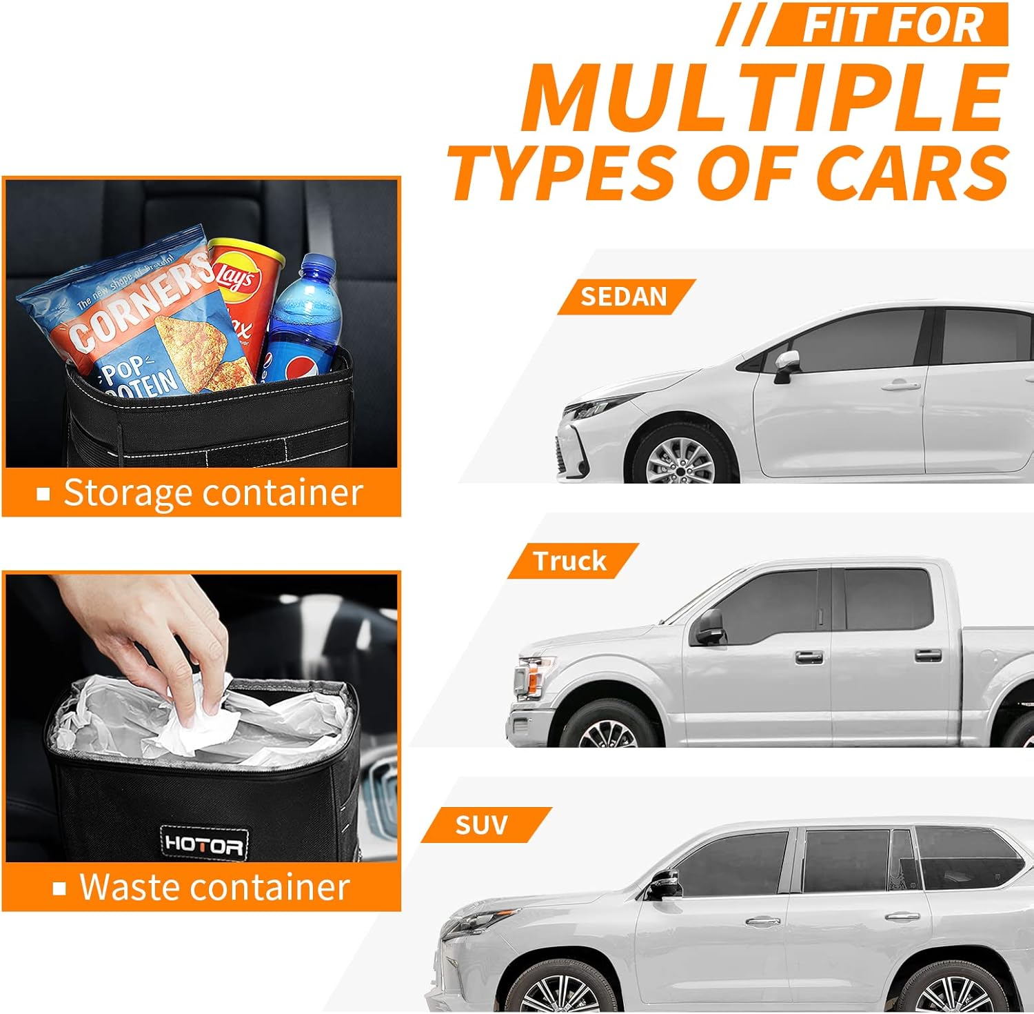 Car Trash Bin – Leak-Proof, Foldable, Waterproof with Lid, Straps & Pockets