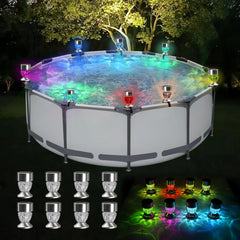 Solar Frame Pool Lights – 8pcs RGB Waterproof Lights for Pools and Outdoor Decor