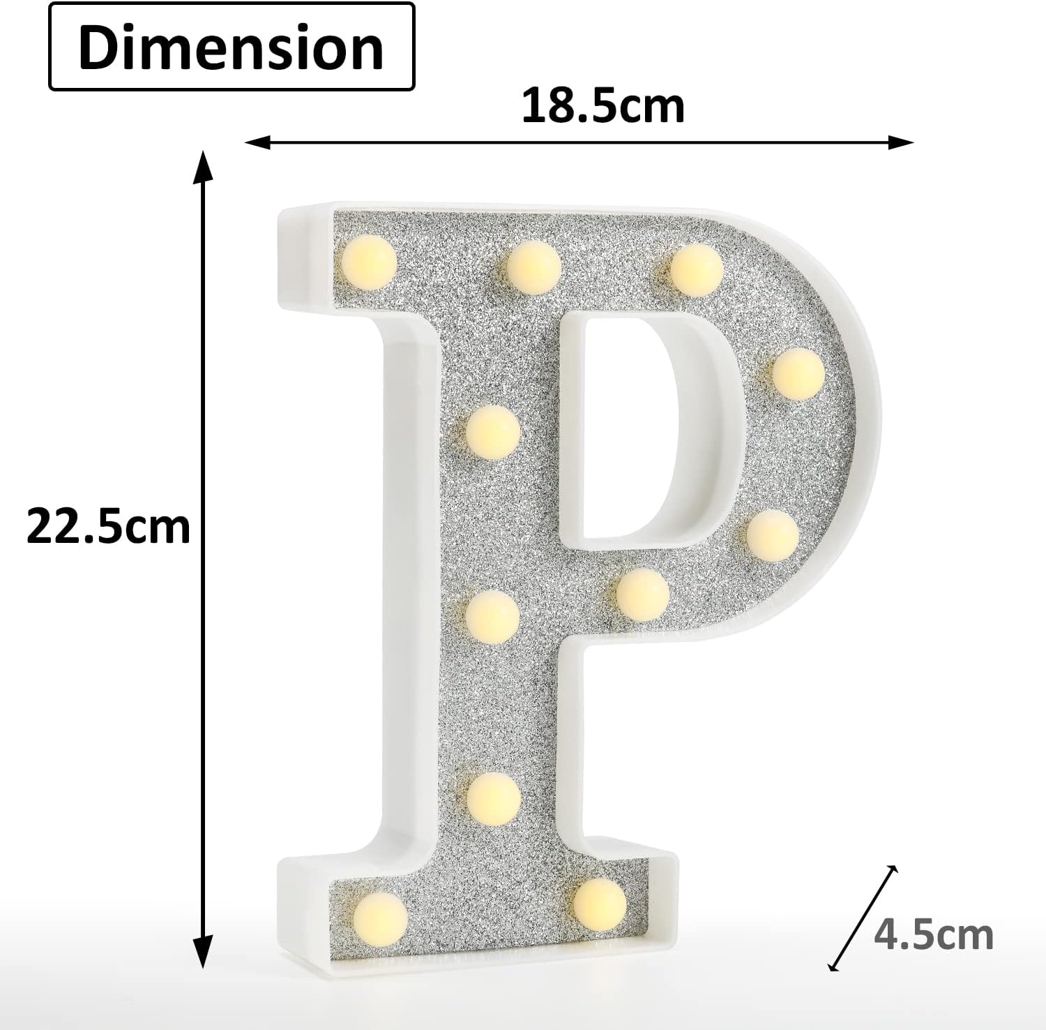 Glitter LED Letter Light P – 18 Color Changing