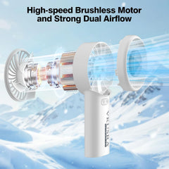 VKUSRA Portable Handheld Fan, Powerful Hand Fan with 6000mAh Battery & Adjustable 1-100% Speeds, Cooling Rechargeable USB Fan with Large Screen Display, Stable Desk Fan for Home, Office, Travel