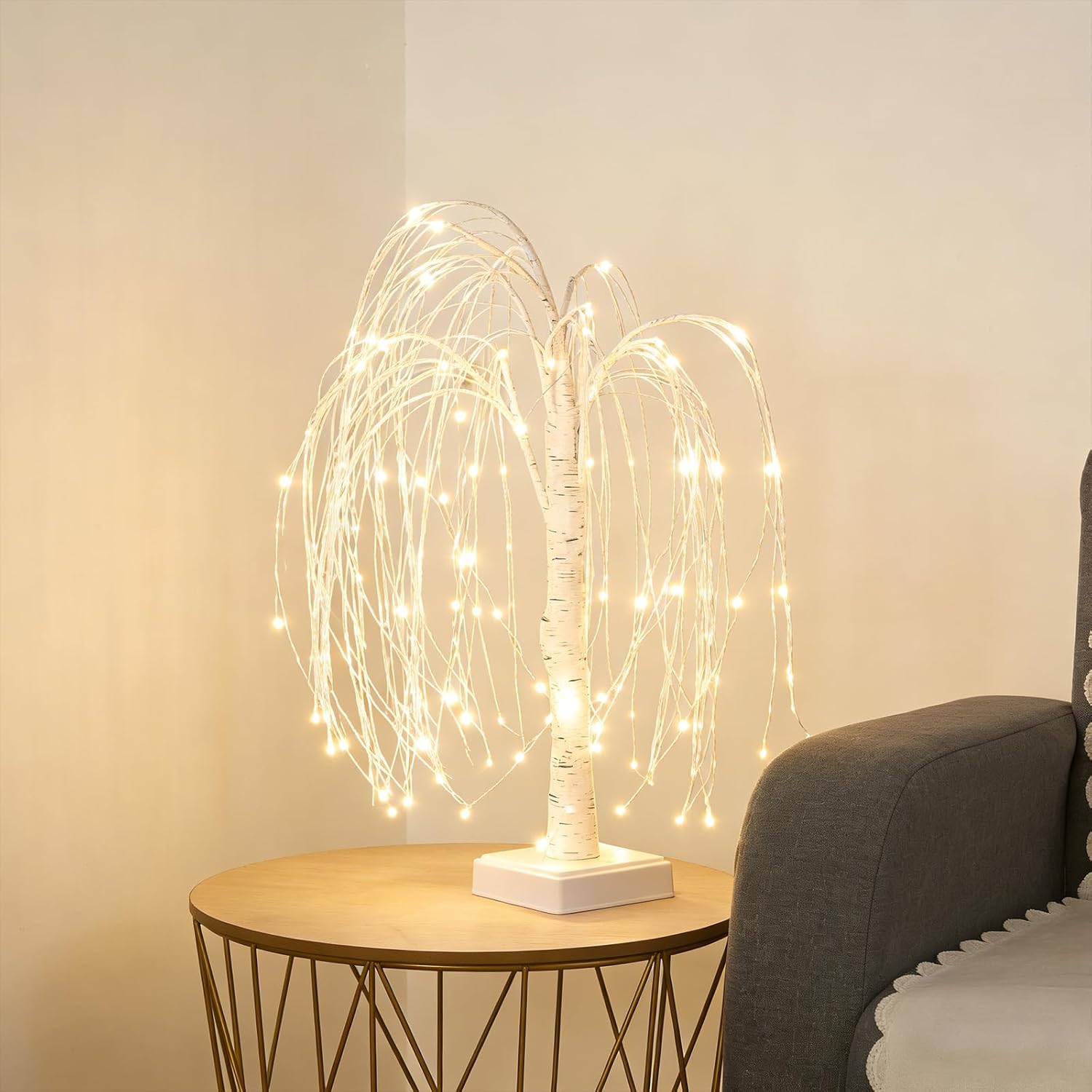 LED Willow Tree Table Lights with 192 LEDs, 20 Inch Decorative Branch Lamp with 8 Lighting Modes for Home and Event Décor