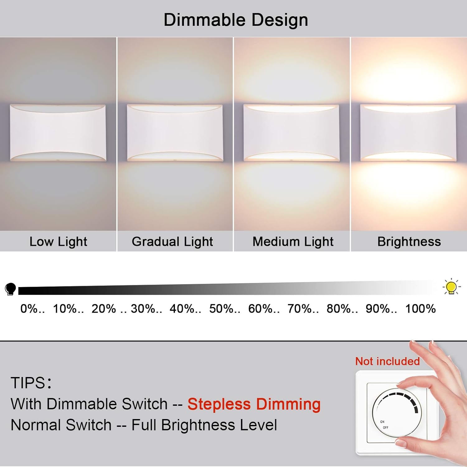 Modern Dimmable LED Wall Light – 10W Up and Down Indoor Sconce for Living Room, Bedroom, or Hallway – Cool White & Warm White Options