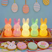 Lighted Easter Bunny Figurine Lamp – Hollow 3D Printed LED Rabbit Decorative Light