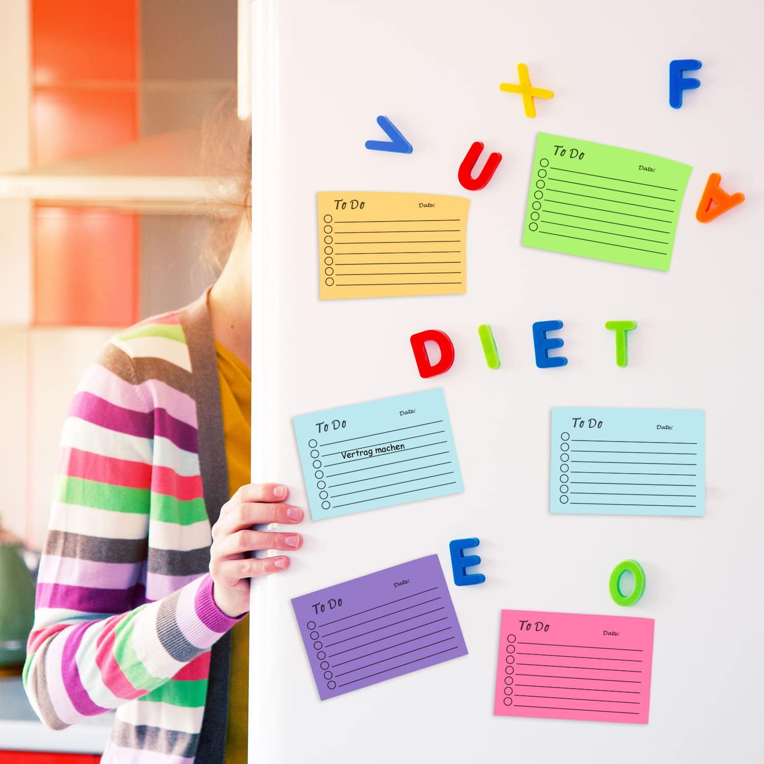 9-Pack To-Do List Sticky Notes, Colorful Lined Self-Stick Notepads, 450 Sheets