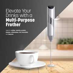 Milk Frother Stainless Steel – Portable Electric Whisk Coffee Stirrer-Silver