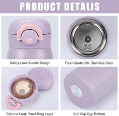 150ml Mini Stainless Steel Water Bottle – Leakproof Thermos Flask with Straw for Hot & Cold Drinks