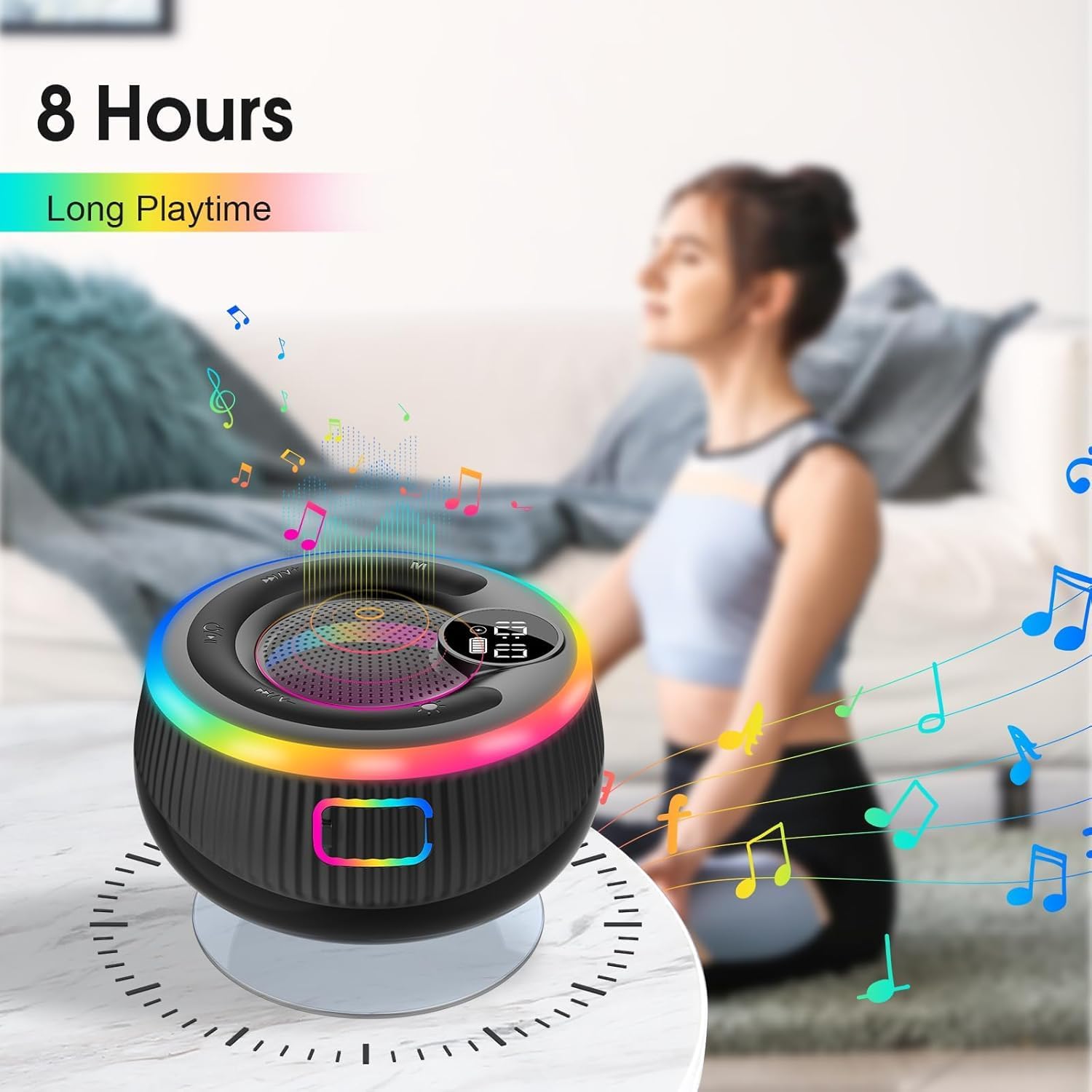 Shower speaker with LED lights