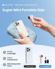 gaiatop Mini Portable Handheld Fan, 4000mAh [15h Max Cooling] Personal Turbo Fans Pocket Size, 1-100 Adjustable Small Hand Fan Desk fan, Outdoor Holiday Travel Essentials for Women, Summer Gifts, Pink