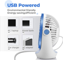 OCOOPA USB Desk Fan Table Fan with Strong Airflow & Quiet Operation, Portable Cooling Fan Speed Adjustable 360°Rotatable Head for Home Office Bedroom Table and Desktop