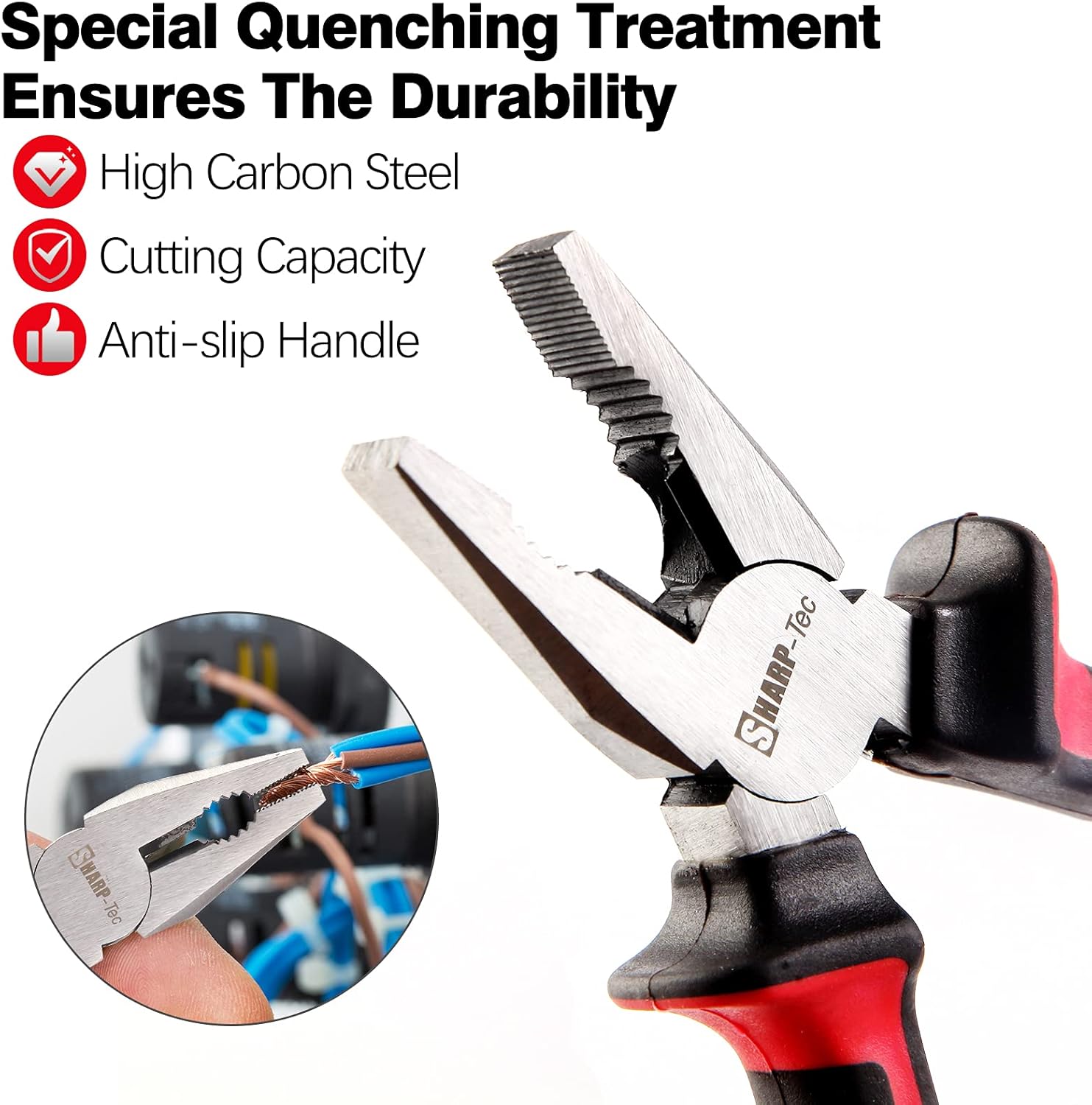 Sharp-tec 200mm Combination Pliers for Wire Cutting