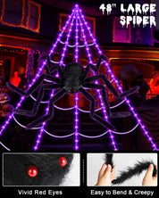 Spider Web Lights Halloween Outdoor 250 LED with Giant 48" Spider