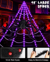 Spider Web Lights Halloween Outdoor 250 LED with Giant 48