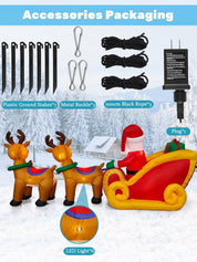 kalolary 8FT Inflatable Santa Sleigh with LED Lights – Christmas Outdoor Decoration