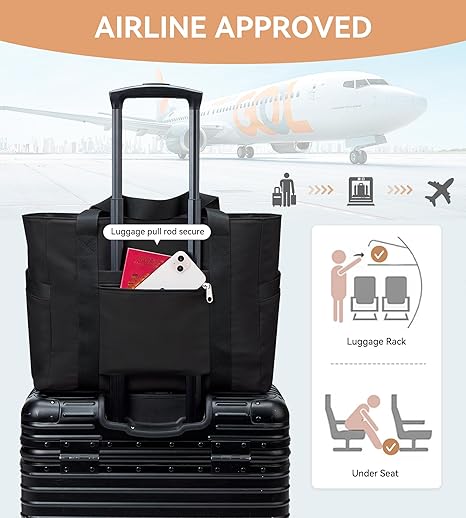 Women’s Work Tote Bag – Large 15.6" Laptop Bag with Zipper & Trolley Sleeve