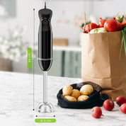 Hand Blender - 2 Speed Immersion Stick Blender | Electric Handheld with Stainless Steel Blade for Soups, Sauces & Baby Food - Black HB3201