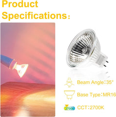 MR16 Halogen Light Bulbs 12V 35W Warm White (12 Pack)