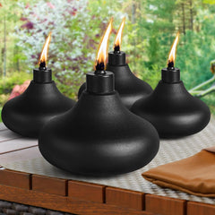 4 Pack Metal Table Top Torches, 24.5oz Citronella Torches for Outside, Refillable Flame Light Torch, Decorative Tabletop Lantern for Yard, Patio, Deck, Garden, Party, Landscape