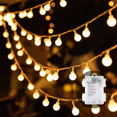 Battery Operated Fairy Lights - 60 LEDs, 30FT Waterproof String Lights with 8 Lighting Modes | Christmas Decorations for Bedroom, Indoor/Outdoor, Birthday, Party, and Christmas Tree (Warm)