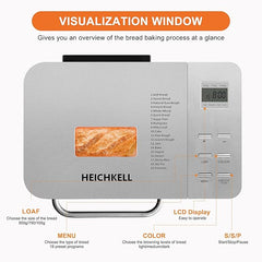 19-in-1 Stainless Steel Bread Maker with Nut Dispenser – 2.2LB Large Bread Machine, Nonstick Pan, LCD Touch Panel, Gluten Free