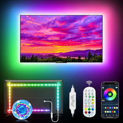 LED TV Backlights, 3M RGB Strip Lights for 32-60 inch TVs, Music Sync, Remote & App Control, USB, for Room and Xmas Decor