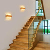 Modern LED Wall Light Indoor, Creative Square Wooden Wall Lamp with Glass Shade, Elegant Wall Sconce for Bedroom, Living Room, Hallway, Dining Room, and Stairs, E27