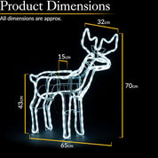 LED Outdoor White Rope Light Set | Reindeer Family Design, Energy efficient, IP44 Waterproof, 3PCs