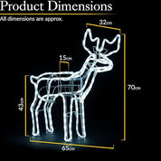 Outdoor Christmas reindeer rope light with bright white LEDs.
