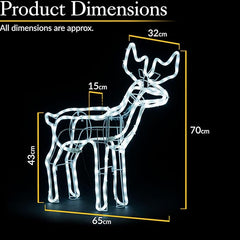 Outdoor Christmas reindeer rope light with bright white LEDs.
