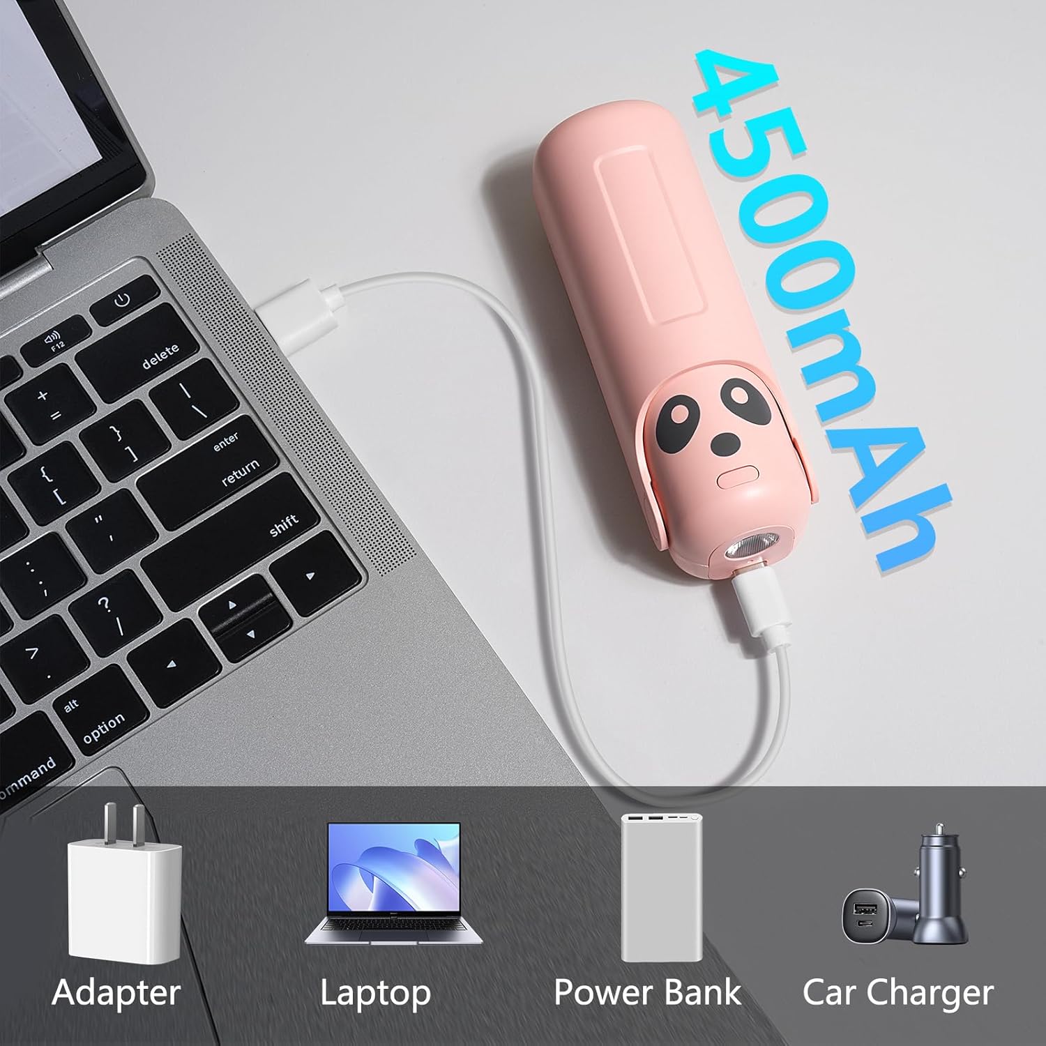 Portable 4-in-1 USB-C Rechargeable Mini Handheld Fan – Pink