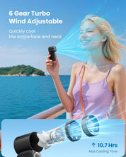 Portable Handheld Mini Fan – 6 Speeds, USB Rechargeable