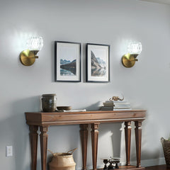 Modern Glass Wall Light, Indoor Wall Lamp with G9 Bulb 3000K/4500K/6500K, Gold Wall Sconce Lighting for Bedroom, Living Room, Corridor, and Staircase