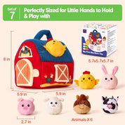 Hahaland Baby Toys 6-12 Months – Farm Animals with Barn, Rattle & Sensory Play