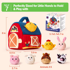 Hahaland Baby Toys 6-12 Months – Farm Animals with Barn, Rattle & Sensory Play