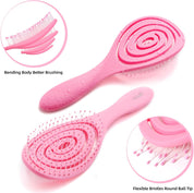 2 Pcs Bio-Friendly Detangling Hair Brush with Soft Bristles for All Hair Types