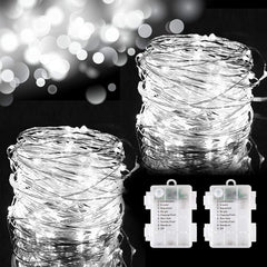 Battery Operated Fairy Lights – 100 LED Waterproof 33Ft Copper Wire with 8 Modes for Bedroom, (Warm)