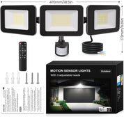100W LED Security Light PIR Motion Sensor Floodlight Outdoor IP66