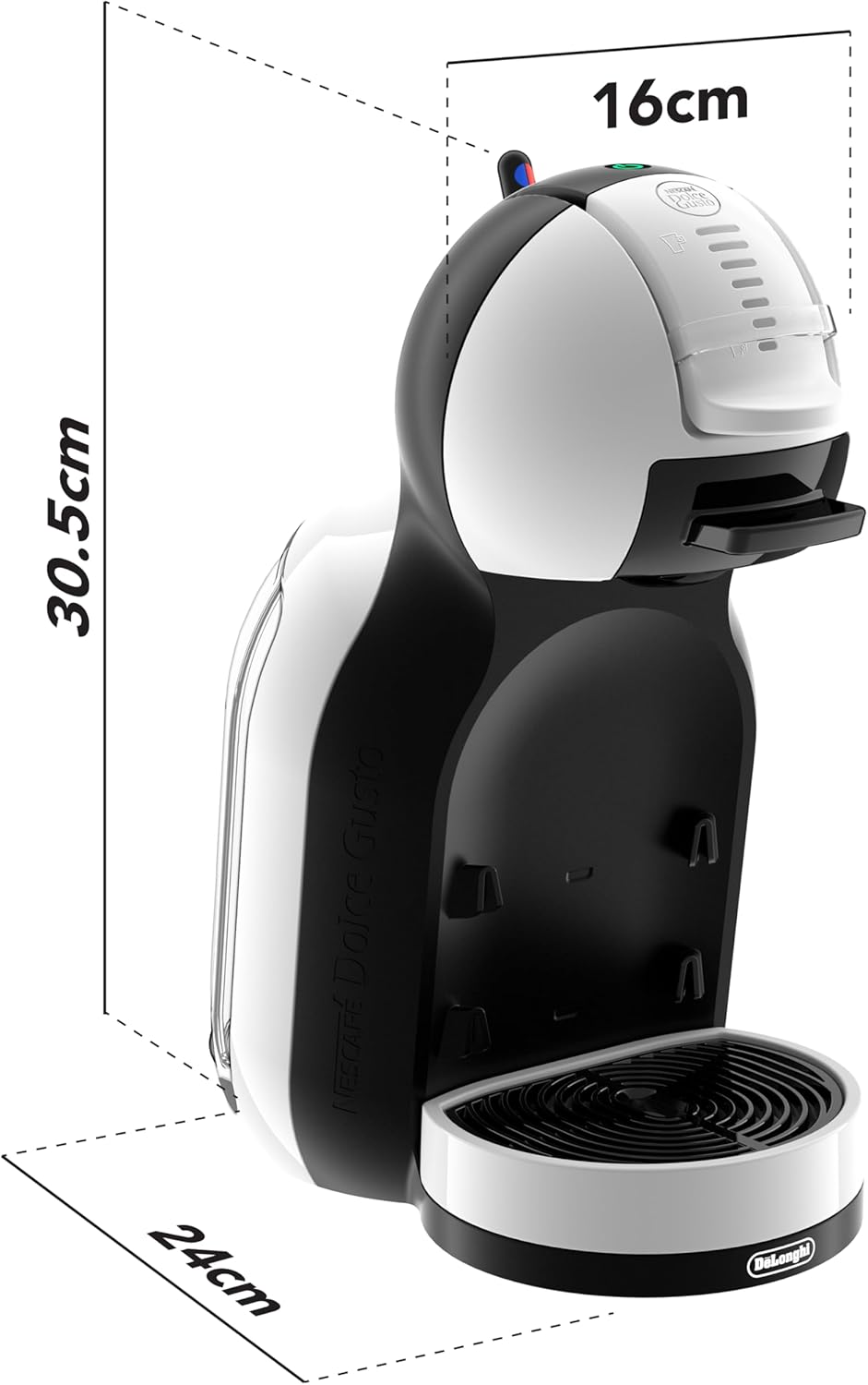 DeLonghi Nescafe Dolce Gusto Mini Me Automatic Pod Coffee Machine – 0.8L, 1500W, White & Black