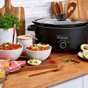 Russell Hobbs Slow Cooker 7L – 320W Large Capacity, 3 Heat Settings, Stainless Steel, Dishwasher Safe, Matte Black, Cool Touch Handles