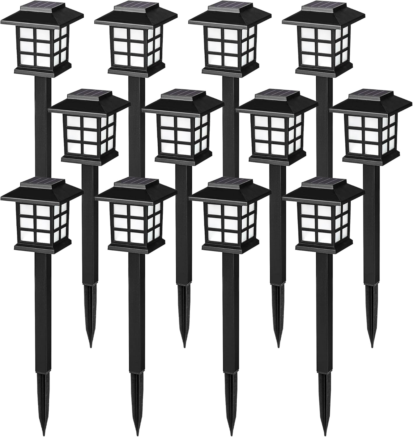 Solar Outdoor Lights,12 Pack Solar Path Lights, Solar Walkway Lights Outdoor, Solar Garden Lights, Solar Pathway Lights Outdoor Waterproof for Garden, Yard, Landscape and Driveway(Warm White