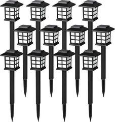 Solar Outdoor Lights, 12 Pack Pathway Lights, Waterproof Solar Walkway and Garden Lights for Yard, Landscape, and Driveway (Warm White)