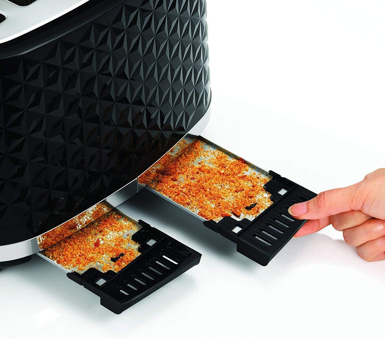 Richards Vector 4 Slice Toaster, High Gloss Geometric Design, Defrost and Reheat, Variable Width Slots, Removeable Crumb Tray, Black, 248131