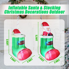 5FT Animated Inflatable Santa in Stocking, Automatic Pop Up & Down Christmas Outdoor Decoration with Built-in LED Lights for Yard, Lawn & Garden Holiday Display
