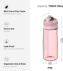 750ml TouchFlow Tritan Water Bottle – BPA-Free, Leakproof Sports Bottle with Straw